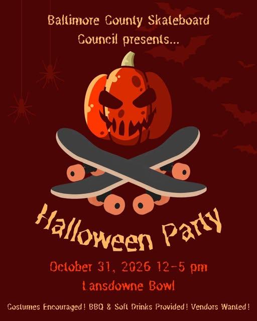 Baltimore County Skateboard Council's Halloween Party poster